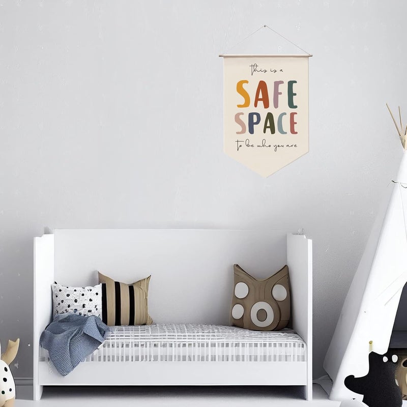 WCDHOR Safe Space Wall Hanging, Therapy Office Wall Decor, Counseling Banner, School Counselor Office Wall Decor, Classroom Decor, School Psychologist, Mental Health Banners - Image 2